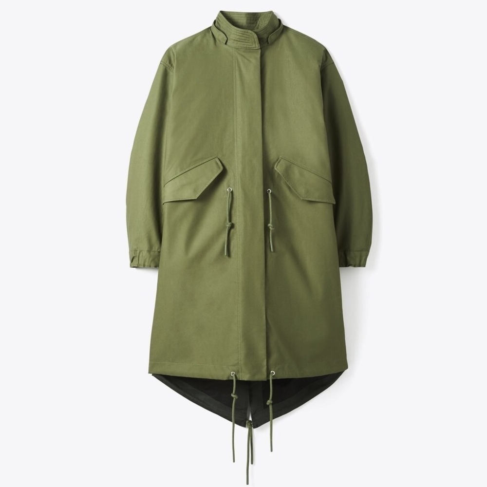 NWT Tory Burch Green Oversized Parka Jacket sz M - Picture 2 of 12